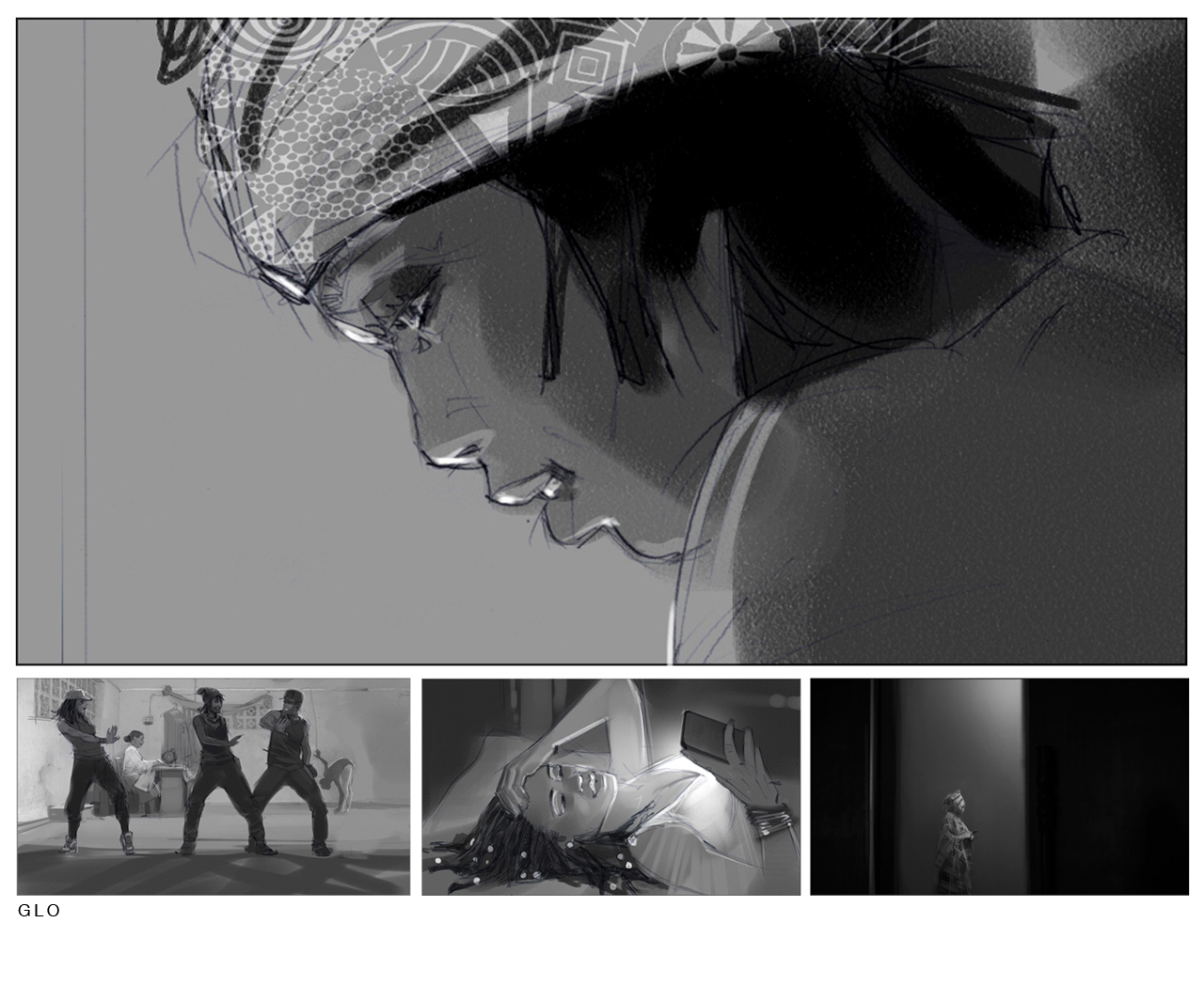 Glo - Black and White and Tone Storyboards