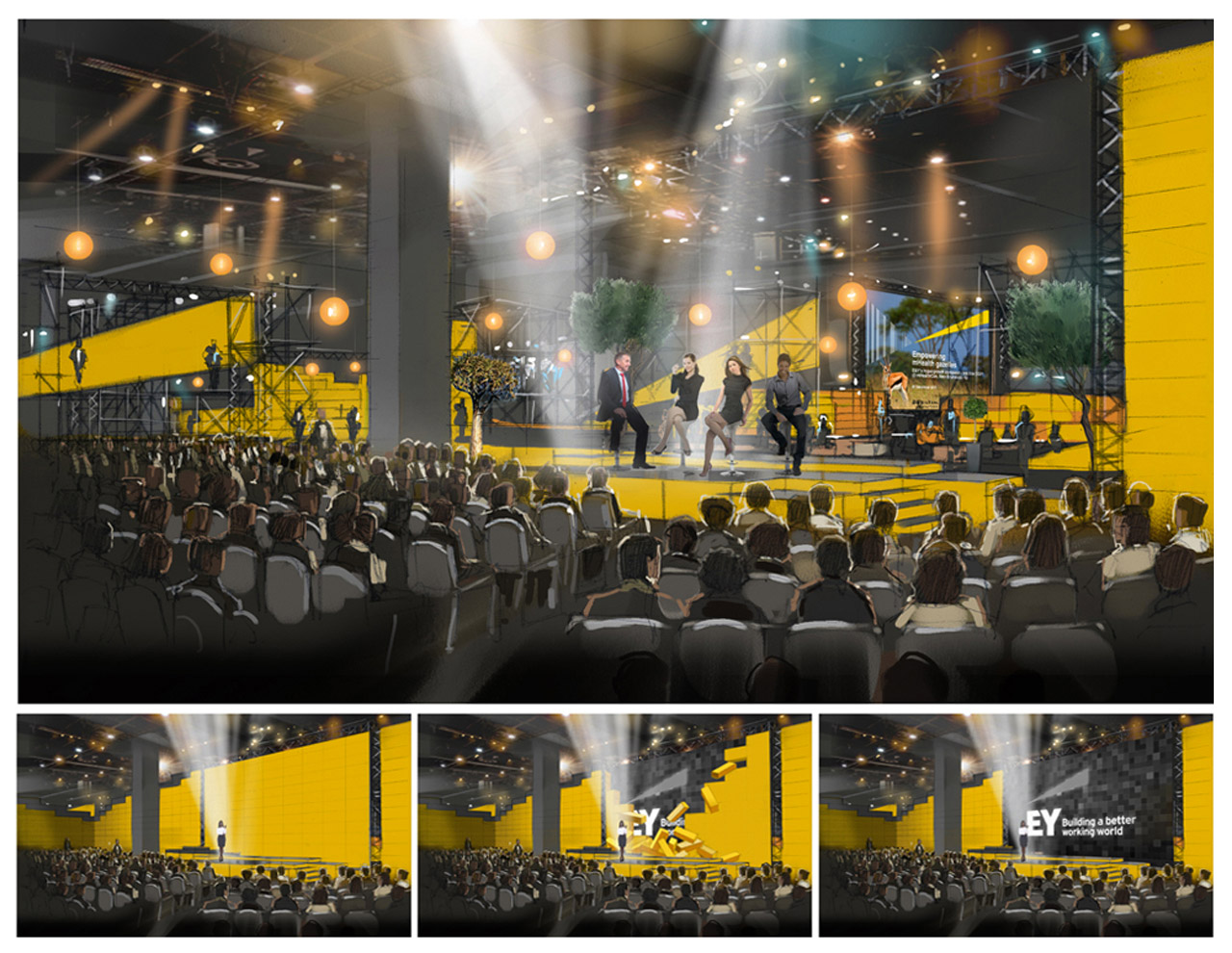 Ernst & Young plenary corporate event concept illustration VWV Productions