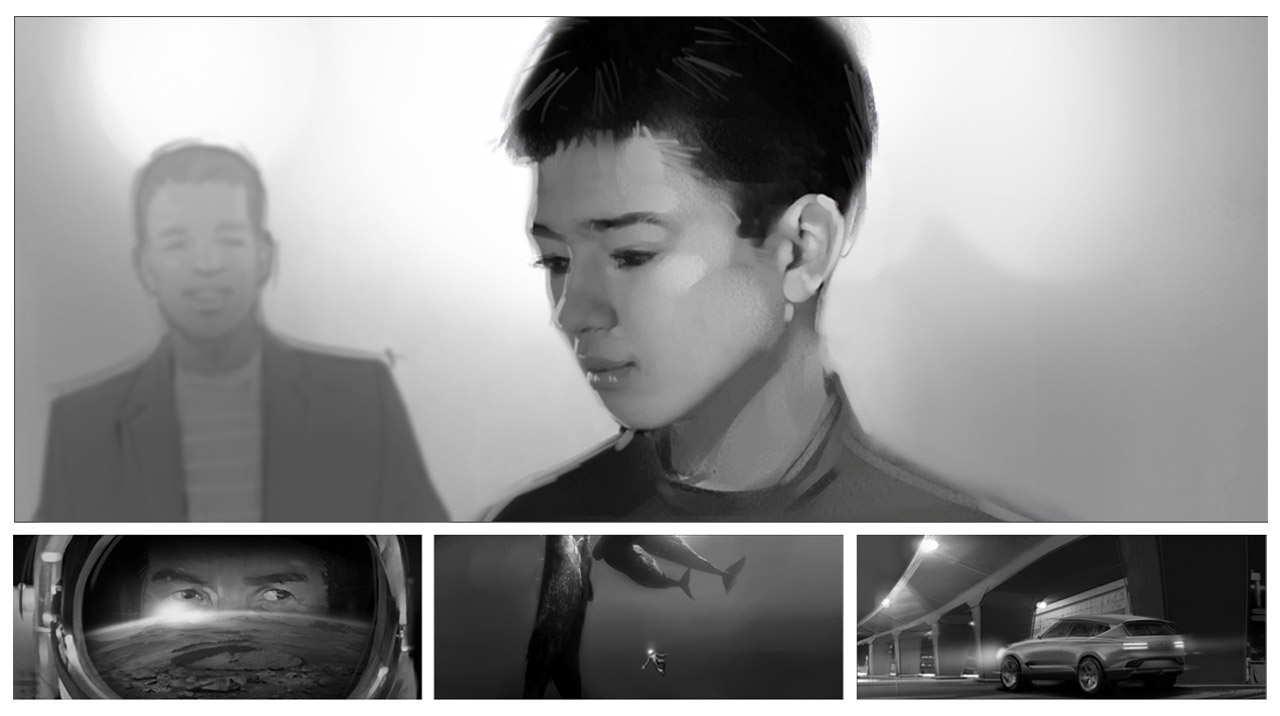 Genesis first SUV campaign, 'Nothing Feels Like the First Time'. Storyboard for Genesis Automotive's 'Nothing Feels Like the First Time' campaign, celebrating the launch of the brand's inaugural SUV (GV80) as a symbol of audacious exploration and life's pioneering thrills. Produced by 0307 and directed by Kim Geldenhuys, this TVC captures the singular power of 'first times' through layered stories: Digitally crafted by freelance illustrator Peter Samuelsson with cinematic framing and emotive character arcs to amplify the ad's inspirational core.