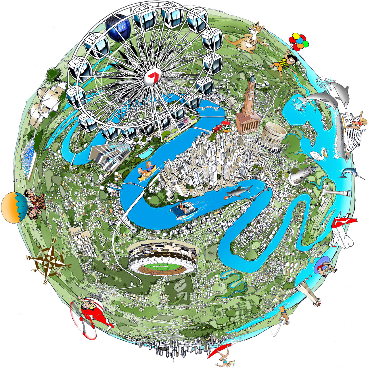 NoBull Advertising Brisbane Wheel Events Illustration