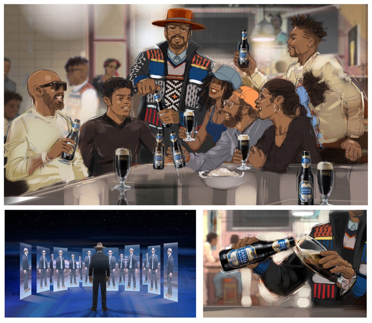 Peter Samuelsson Castle Milk Stout "Heritage" colour storyboard Joe Public Advertising