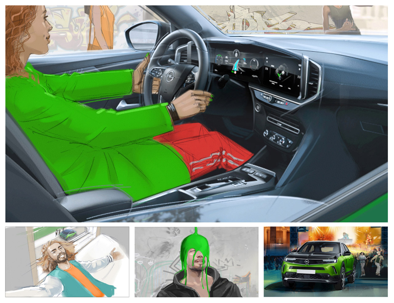 Peter Samuelsson Opel Mokka-e "Shut Up and Dance" color storyboard McCann Erickson Germany