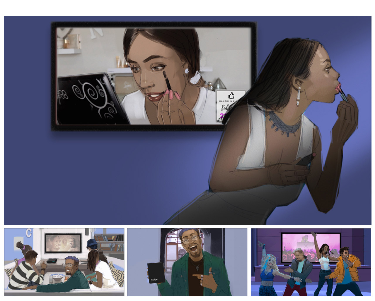 Peter Samuelsson DStv Streama "Made for South Aah" color storyboard Ogilvy South Africa