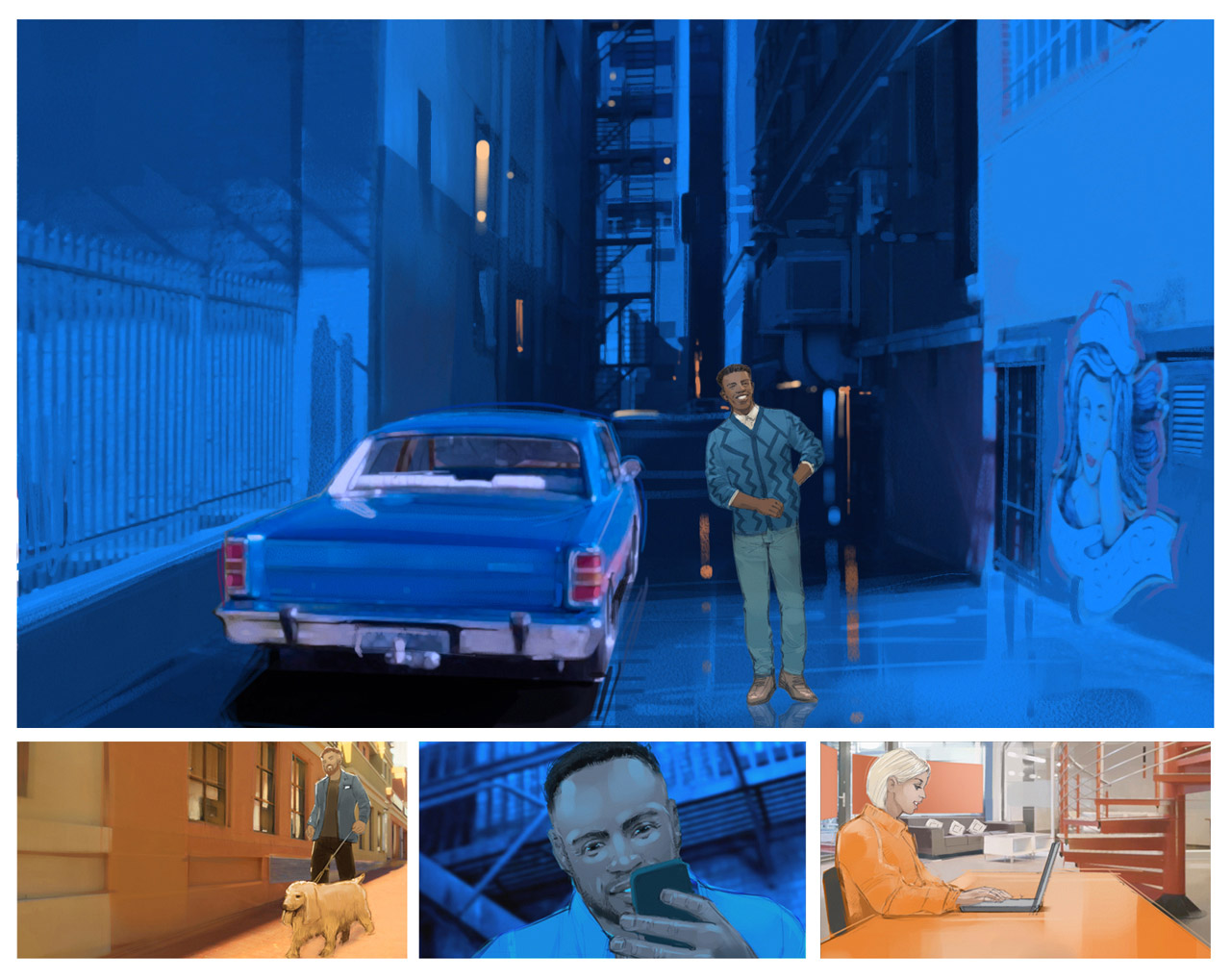 Capfin "Click Click" colour storyboard Ola Films online banking