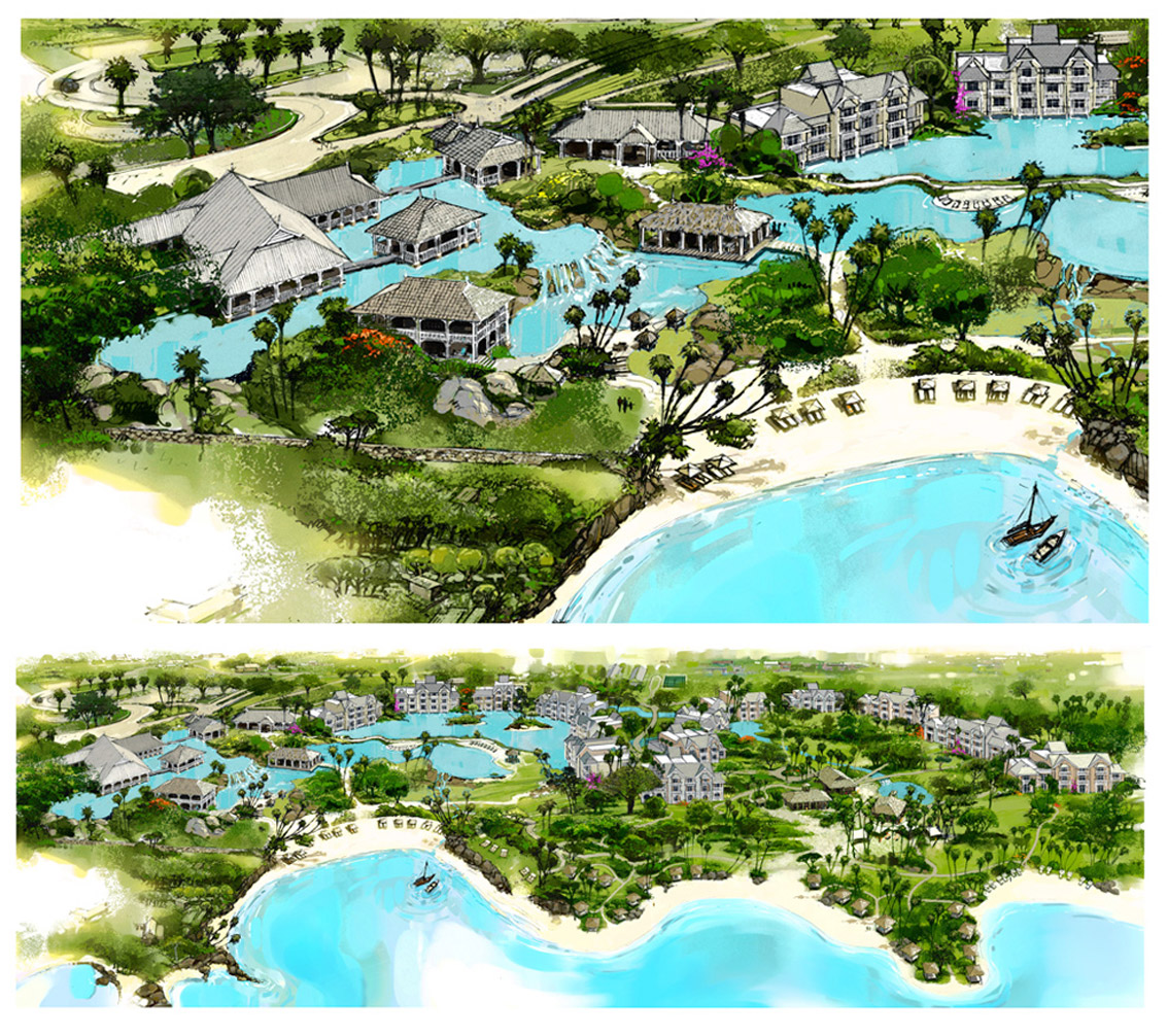 Sun International Mauritius architectural illustration by Peter Samuelsson